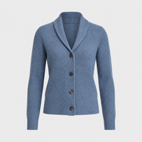 Cardigan Donna Costine Stretchy con Colletto e Bottoni Frontali | Verde Scuro Nero Blu Scuro Blu Chiaro | Taglie S-L