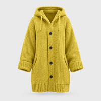 Cardigan Donna Oversize con Cappuccio e Bottoni a Maglia | Sei Colori | Taglie S-2XL