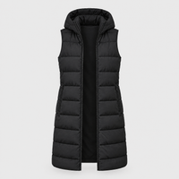 Gilet Donna Casual Smanicato con Cappuccio Lungo Puffer | Nove Colori | Range Ampio | Taglie S-5XL