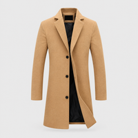 Cappotto Uomo in Lana Isolante Monopetto Lungo | Beige Nero Grigio | Taglie M-5XL
