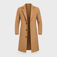 Cappotto Uomo Sartoriale Monopetto con Revers Effetto Lana | Silhouette Pulita | Nero Marrone Grigio Blu | Taglie S-2XL