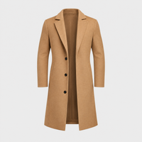Cappotto Uomo Lungo in Misto Lana | Vestibilità Slim | Elegante da Città | Nero Marrone Grigio Blu | Taglie S-2XL