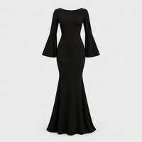 Vestito Donna Maxi Manica Lunga Invernale | Silhouette Fluida | Bianco Albicocca Marrone Nero | Taglie XS-2XL