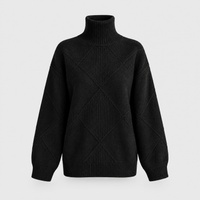Maglione Donna Oversize Dolcevita a Motivo Diamante | Dieci Colori | Comfort Autunno Inverno | Taglie S-2XL