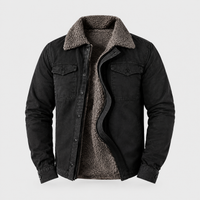 Camicia Cardigan Uomo Foderata in Sherpa con Collo Western | Nero Blu Navy Verde Grigio Scuro Marrone | Taglie S-4XL