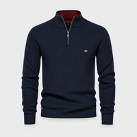 Cardigan Uomo Half-Zip a Costine Stretchy Collo Mock a Maglia | Blu Navy Nero Khaki Blu Grigio | Taglie S-2XL