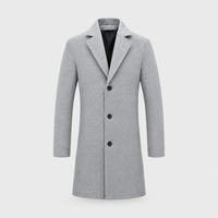 Cappotto Uomo Formale Sartoriale Monopetto Lungo | Nero Grigio Blu Navy Khaki | Taglie S-2XL