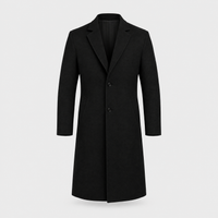 Cappotto Uomo Slim-Fit in Lana Isolante Sartoriale Lungo | Nero Marrone Grigio Blu | Taglie S-2XL