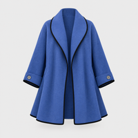 Cappotto Swing Donna Oversize Isolante in Misto Lana con Bordo a Contrasto | Sette Colori | Taglie S-3XL