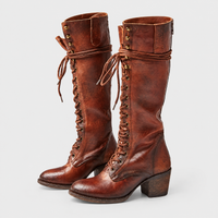 Stivali Donna al Ginocchio in Materiale Morbido con Lacci | Cinque Colori | Look Chic | Taglie EU 35-41