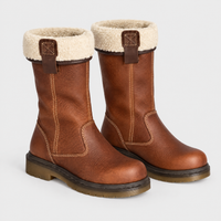 Stivali Donna Metà Polpaccio in Materiale Morbido Foderati in Fleece | Slip-On | Marrone | Taglie EU 35-43