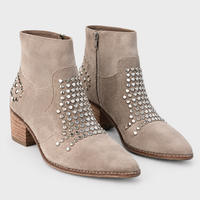 Stivaletti Donna Morbido con Borchie Punta Appuntita Tacco a Blocco | Taglie EU 35-43