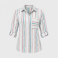 Blusa Donna in Satin Fluid Fantasia Geometrica con Bottoni | Sedici Colori | Range Massimo | Taglie S-3XL