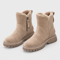 Stivaletti Donna Slip-On Morbido Ecologico Foderati in Fleece | Comfort Cosy | Beige Nero | Taglie EU 35-43