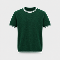 Maglione Uomo Vestibilità Rilassata Manica Corta in Cotone Traspirante Girocollo | Verde Bianco Nero | Range Taglie Plus | Taglie XS-4XL