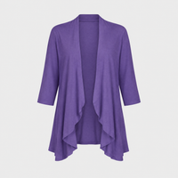 Cardigan Donna Leggero Aperto Manica 3/4 con Drappeggio | 14 Colori | Taglie S-3XL
