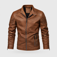 Giacca Biker Uomo con Spalle Strutturate dal Look Sleek con Zip | Marrone Khaki Nero | Taglie M-4XL