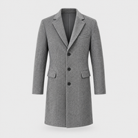 Cappotto Uomo Elegante Isolante in Misto Lana Invernale | Nero Grigio | Taglie S-3XL