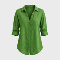 Camicetta Donna in Lino con Bottoni Manica Lunga Vestibilità Rilassata | 9 Colori | Taglie S-5XL
