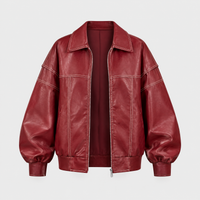 Giacca Donna Bomber Trapuntata Oversized con Cuciture a Contrasto | Rosso Vino | Taglie S-XL