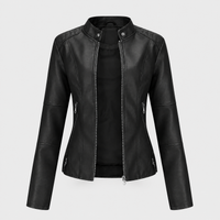 Giacca Donna Slim Fit con Zip in Materiale Vegan | 5 Colori | Taglie S-3XL