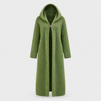 Maxi Cardigan Donna con Cappuccio in Maglia Costine Aperto | 5 Colori | Taglie S-5XL