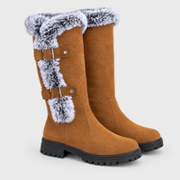 Stivali Donna al Ginocchio Morbido Ecologico con Fibbia e Bordo Peluche | 3 Colori | Taglie EU 35-43