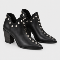 Stivaletti Donna con Borchie Punta Affusolata Tacco Squadrato | Nero | Taglie EU 35-43