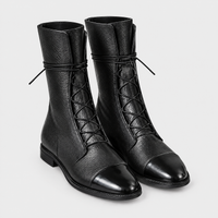 Stivaletti Donna Stringati dal Look Sleek Punta Cap-Toe | 2 Colori | Taglie EU 35-43