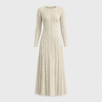 Vestito Donna Maxi in Maglia Cable-Knit Manica Lunga | 4 Colori | Taglie S-3XL