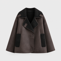 Giacca Donna Oversized Doppiopetto con Fodera in Peluche | Marrone | Taglie S-3XL