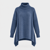 Maglione Donna Oversized Longline Collo Alto a Costine | 5 Colori | Taglie S-2XL