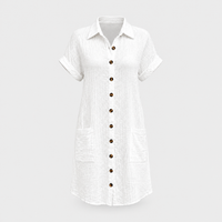 Chemisier Donna Lungo in Lino-Cotone Vestibilità Rilassata con Bottoni e Tasche | 6 Colori | Taglie S-3XL