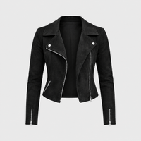 Giacca Donna Biker Slim Fit in Materiale Vegan con Zip | 5 Colori | Taglie XS-3XL