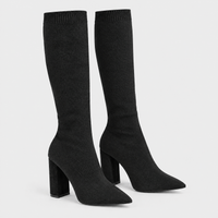 Stivali Donna a Calzino al Ginocchio in Maglia con Tacco Squadrato | 4 Colori | Taglie EU 35-43