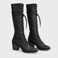 Stivali Donna al Ginocchio Stringati con Tacco Squadrato | 5 Colori | Taglie EU 35-43