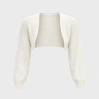 Maglione Donna Cropped Shrug a Costine Manica Raglan | 3 Colori | Taglie XS-3XL