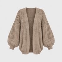 Cardigan Donna Oversized Chunky Aperto con Manica a Palloncino | 4 Colori | Taglia Unica