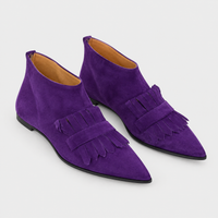 Stivaletti Donna Morbido Punta Affusolata con Frange Slip-On | Viola | Taglie EU 35-43