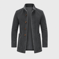 Cappotto Uomo Slim Fit in Lana Effetto Velluto a Coste con Colletto Alto | 4 Colori | Taglie S-3XL