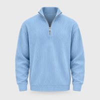 Maglione Uomo Quarter-Zip Mock Neck a Costine | 10 Colori | Taglie S-3XL