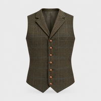 Gilet Uomo Herringbone in Tweed a Quadri con Bottoni | 6 Colori | Taglie S-3XL