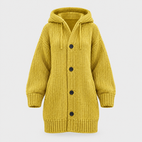 Cardigan Donna Chunky Knit Oversized con Cappuccio e Bottoni | 6 Colori | Taglie S-2XL