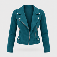 Giacca Donna Biker Finitura Morbida in Materiale Vegan con Zip | 4 Colori | Taglie S-2XL