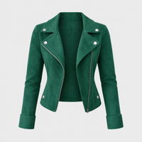Giacca Donna Biker Cropped Fitted Morbido con Zip Asimmetrica | 6 Colori | Taglie S-2XL