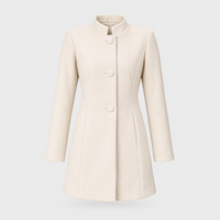 Cappotto Donna Overcoat Mid-Length in Misto Lana con Colletto Alto | 4 Colori | Taglie XS-XL