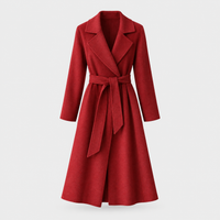 Cappotto Donna Longline Wrap A-Line con Cintura Invernale | Borgogna | Taglie S-2XL
