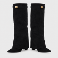 Stivali Donna Cuissardes Morbido Punta Affusolata Fibbia Dorata | 4 Colori | Taglie EU 35-43