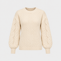 Maglione Donna Girocollo Vestibilità Rilassata con Manica Cable-Knit | 5 Colori | Taglie S-3XL
