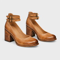 Stivaletti Donna dal Look Sleek Tan con Doppio Cinturino a Fibbia e Tacco Squadrato | 6 Colori | Taglie EU 35-43